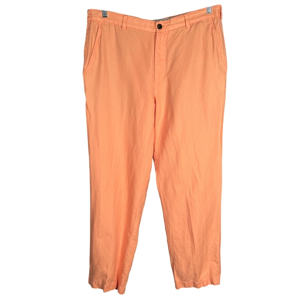 Brooks Brothers Irish Linen Blend Pants Men 38x31 Orange Clark Fit Baird McNutt
